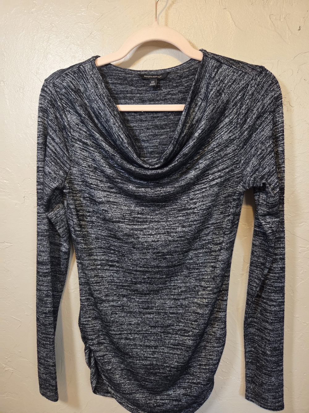 Banana Republic Black Heathered Cowl Neck Top Size XS